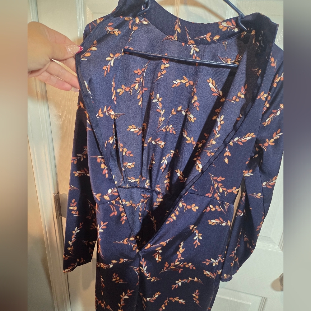 BCX Navy Floral Wrap Dress - Picture 8 of 9